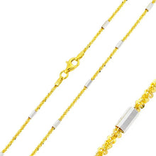 Load image into Gallery viewer, Italian Sterling Silver Gold Plated Diamond Cut Multi Tube Roc Chain 2 MM with Lobster Clasp Closure