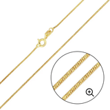Italian Sterling Silver Gold Plated Slash Round Snake Chain 0.8 MM with Spring Clasp Closure