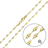 Italian Sterling Silver Gold Plated Star Diamond Cut Moka Chain 2.7 MM with Lobster Clasp Closure