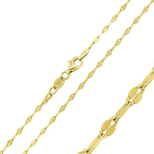 Load image into Gallery viewer, Italian Sterling Silver Gold Plated Flat Moka Chain 2 MM with Lobster Clasp Closure