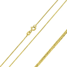 Load image into Gallery viewer, Italian Sterling Silver Gold Plated Diamond Cut Round Snake Slash Chain 0.8 MM with Spring Clasp Closure