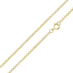 Italian Sterling Silver Gold Plated Rolo Chain 020-1.4 MM with Spring Clasp Closure, Length 16