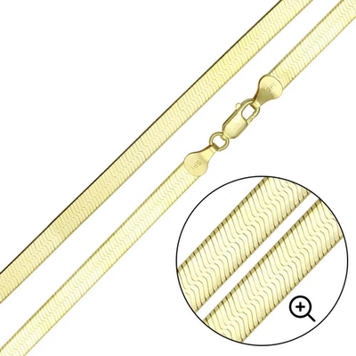 Sterling Silver Gold Plated Herring Bone 3.2mm-040 Chain with Lobster Clasp Closure