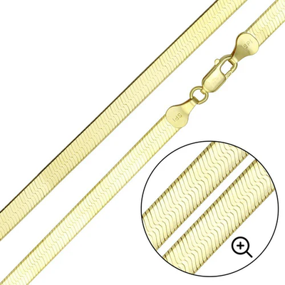 Sterling Silver Gold Plated Herring Bone 5.2mm-060 Chain with Lobster Clasp Closure