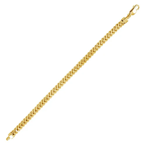 Italian Sterling Silver Gold Plated Franco Bracelet 5.75 MM with Lobster Clasp Closure