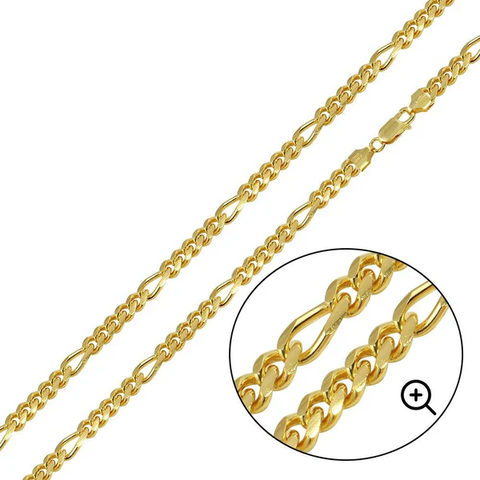 Sterling Silver Gold Plated Figaro Cuban Chain