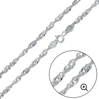 Sterling Silver High Polished Singapore 2.8mm-050 Chain with Spring Clasp Closure