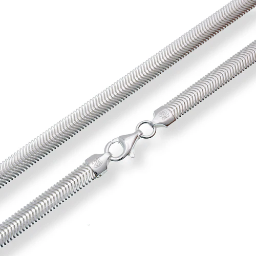 Sterling Silver Flat Snake 640 Flexible Chain