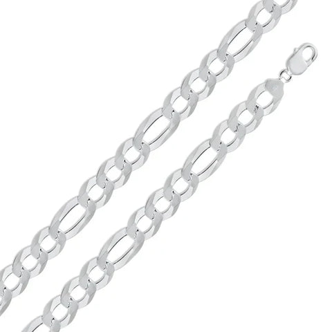 Sterling  Silver 400-14.7MM Figaro Chain with Lobster Clasp