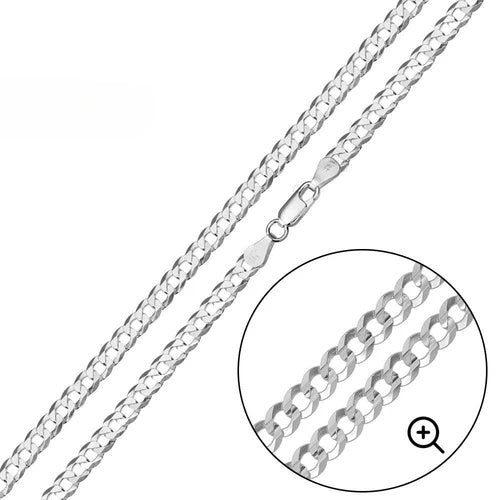 Sterling Silver Super Flat High Polished Curb 2.8mm-080 Chain