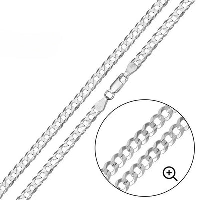Sterling Silver Super Flat High Polished Curb 3.8mm-100 Chain