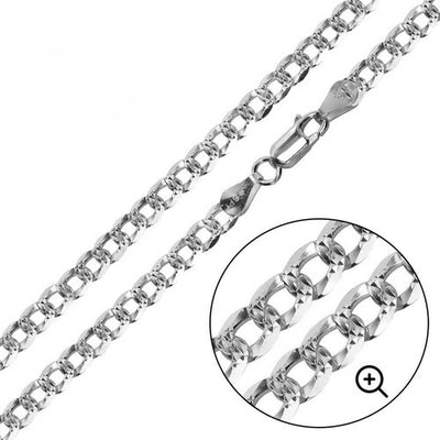 Sterling Silver Curb 160-6.1mm Diamond Cut Chain