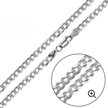 Load image into Gallery viewer, Sterling Silver Diamond Cut Curb 1 Side Plain 5.2mm-150 Chain with Lobster Clasp Closure