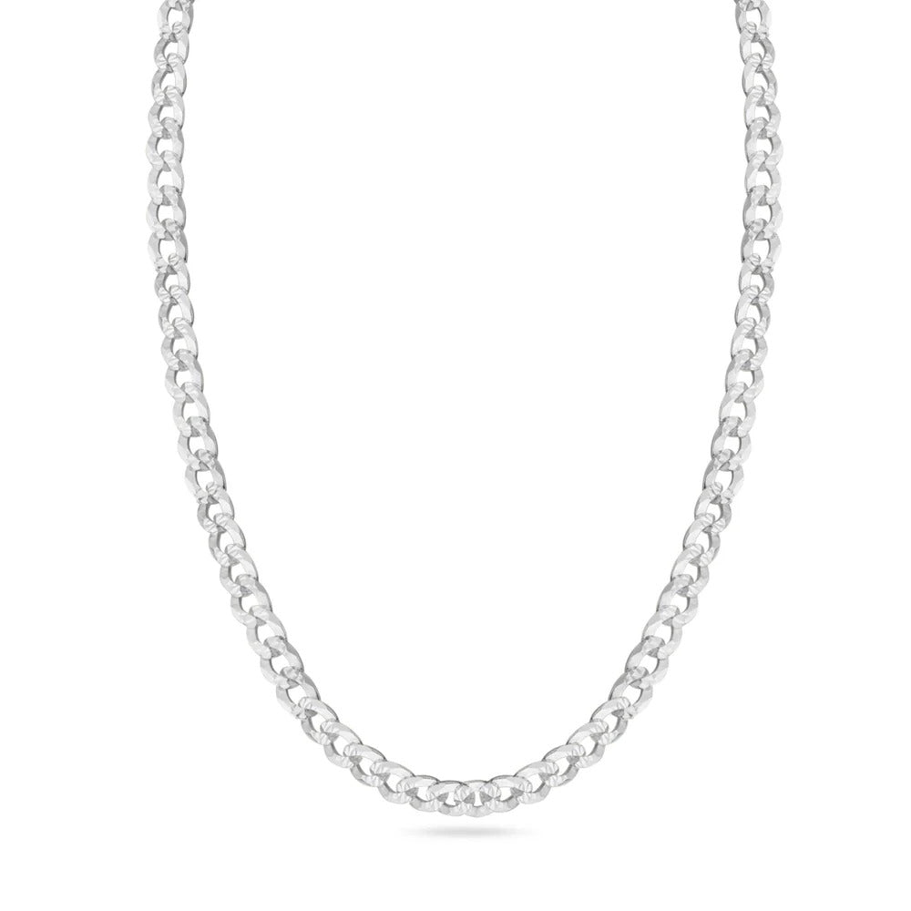 Sterling Silver Basic Non-Plated Diamond Cut 10.8mm Curb Chain Or Bracelet