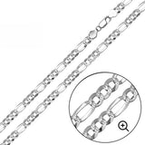 Sterling Silver Diamond Cut Figaro 160-6.8mm Chain