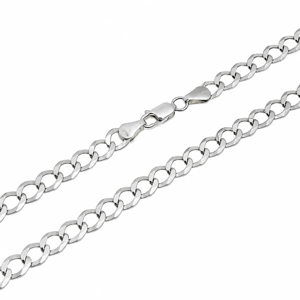 Sterling Silver Basic Non Plated Diamond Cut Elongated Curb Chain Or Bracelet