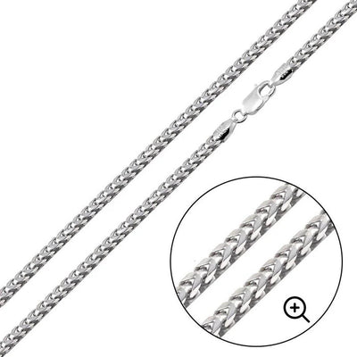 Sterling Silver Basic Non-Plated 4.2mm Square Franco Chain Or Bracelet
