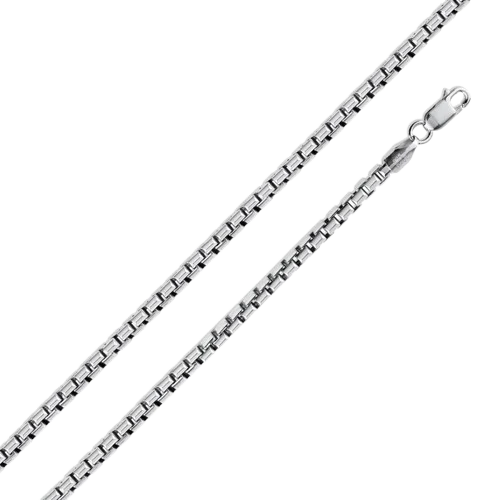 Sterling Silver Round Box 050-2.6mm Chain with Lobster Clasp Closure, Length 20"