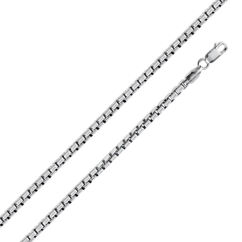 Sterling Silver Round Box 050-2.6mm Chain with Lobster Clasp Closure