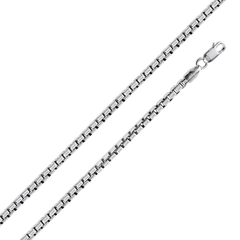 Sterling Silver Round Box 050-2.4mm Chain with Lobster Clasp Closure