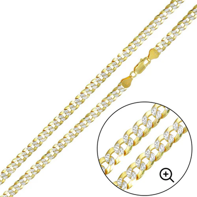 Sterling Silver Gold Plated 2 Toned DC 5mm Curb Chain