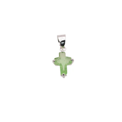 Sterling Silver Rhodium Plated August Birthstone Cross Peridot CZ Charm