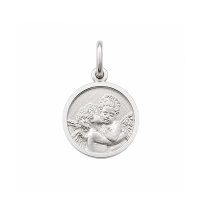 Sterling Silver Kissing Angels Medallion Charm