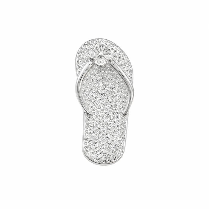 Sterling Silver High Polished Textured Flower Sandal Charm