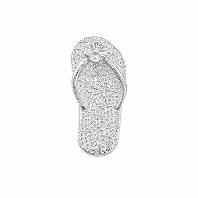 Sterling Silver High Polished Textured Flower Sandal Charm