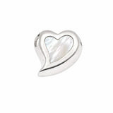 Sterling Silver High Polish Mother Of Pearl Slanted Heart Charm