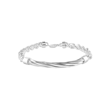 Load image into Gallery viewer, Sterling Silver Hollow Rope Twisted Round Bar 5.3mm Bracelet