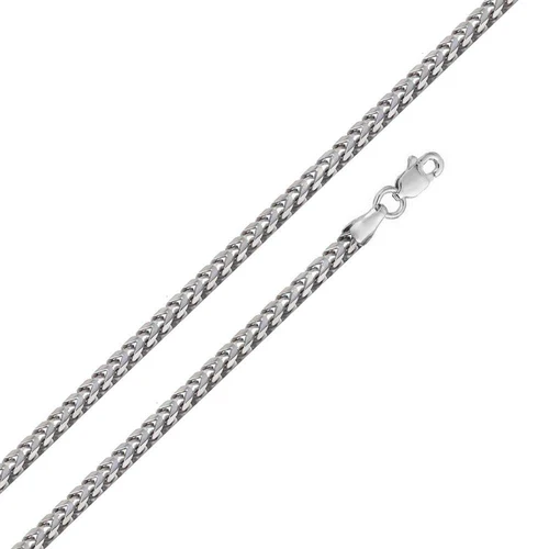 Sterling Silver Rhodium Plated Hollow Round Franco Chain