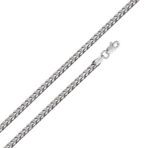 Sterling Silver Rhodium Plated Hollow Round Franco Chain