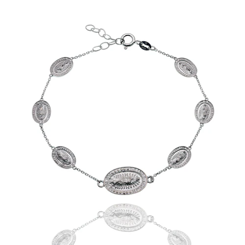 Sterling Silver High Polished Our Lady Of Guadalupe Adjustable Bracelet