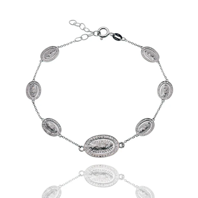 Sterling Silver High Polished Our Lady Of Guadalupe Adjustable Bracelet