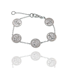 Load image into Gallery viewer, Sterling Silver High Polished Saint Benedict Prayer Medal Adjustable Bracelet