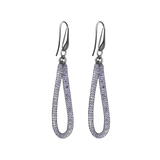 Sterling Silver Rhodium Plated Mesh Crystals Dangling Net Earrings