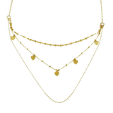 Sterling Silver Gold Plated Multi Chain Dangling Hearts Necklace
