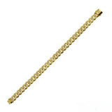 Sterling Silver Gold Plated CZ Encrusted Miami Cuban Link Plain Lock Hip Hop Bracelet Width-9mm