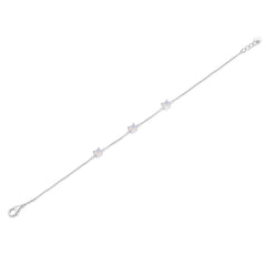 Sterling Silver Rhodium Plated Multi Oval Opal Adjustable Bracelet