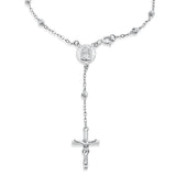 Sterling Silver Rhodium Plated Diamond Cut Rosary Bracelet