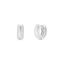Load image into Gallery viewer, Sterling Silver Rhodium Plated Chunky 6mm Round Huggie Hoop Earrings