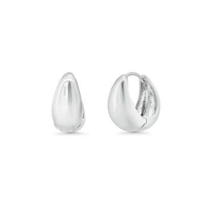 Sterling Silver Rhodium Plated Chunky 9mm Round Huggie Hoop Earrings