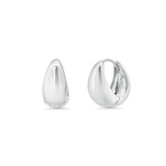 Sterling Silver Rhodium Plated Chunky 9mm Round Huggie Hoop Earrings