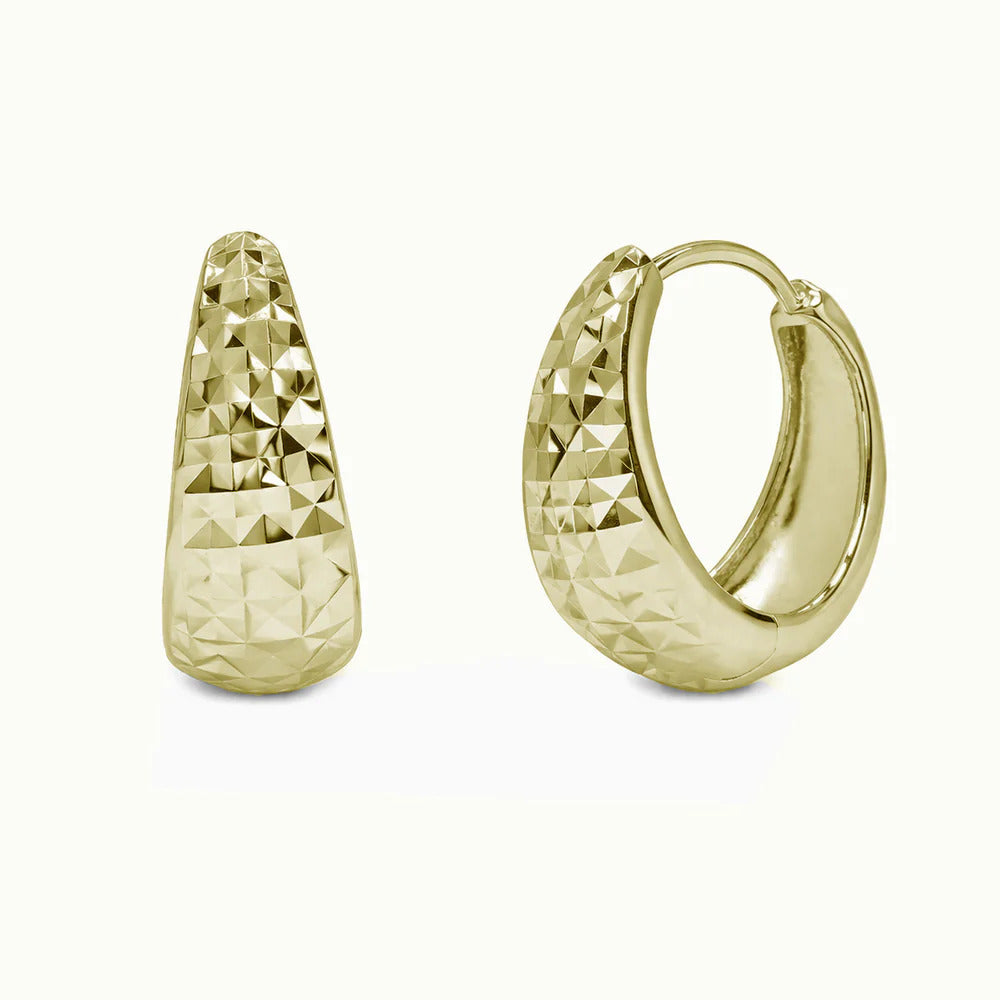 Sterling Silver Gold Plated Diamond Cut Hoop Earrings