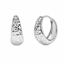 Load image into Gallery viewer, Sterling Silver Rhodium Plated Diamond Cut Hoop Earrings