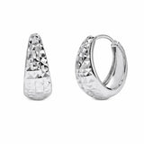 Sterling Silver Rhodium Plated Diamond Cut Hoop Earrings