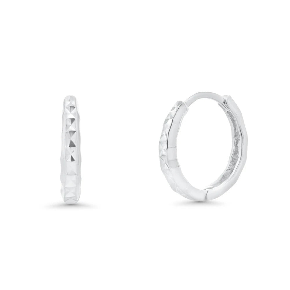 Sterling Silver Rhodium Plated DC Dainty Hoop Earrings