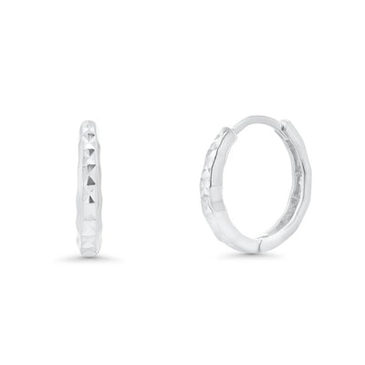 Sterling Silver Rhodium Plated DC Dainty Hoop Earrings