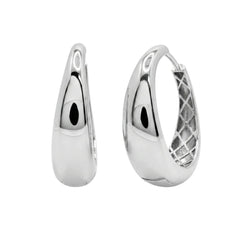 Sterling Silver Rhodium Plated Teardrop Hoop Earrings